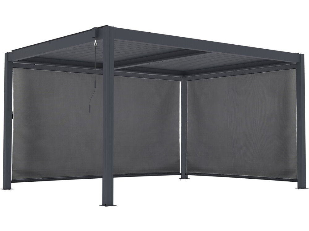 Pergola bioclimatique avec led et 2 stores en aluminium "Windsor premium" - 3 x 4 m - Gris