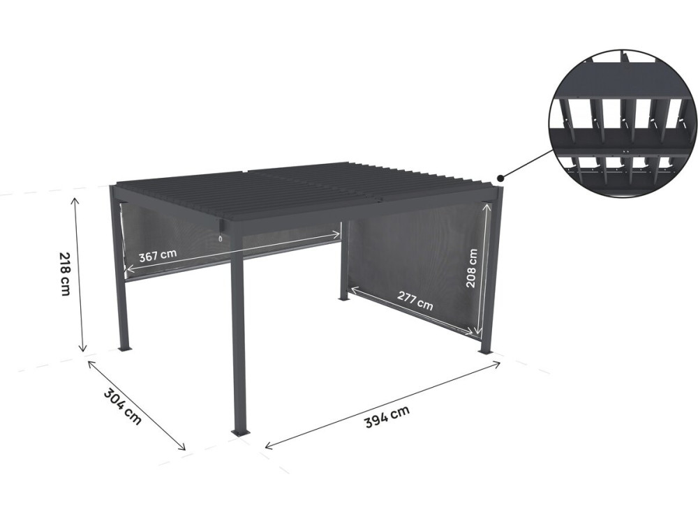Pergola bioclimatique avec 2 stores en aluminium "Windsor" - 3 x 4 m - Gris