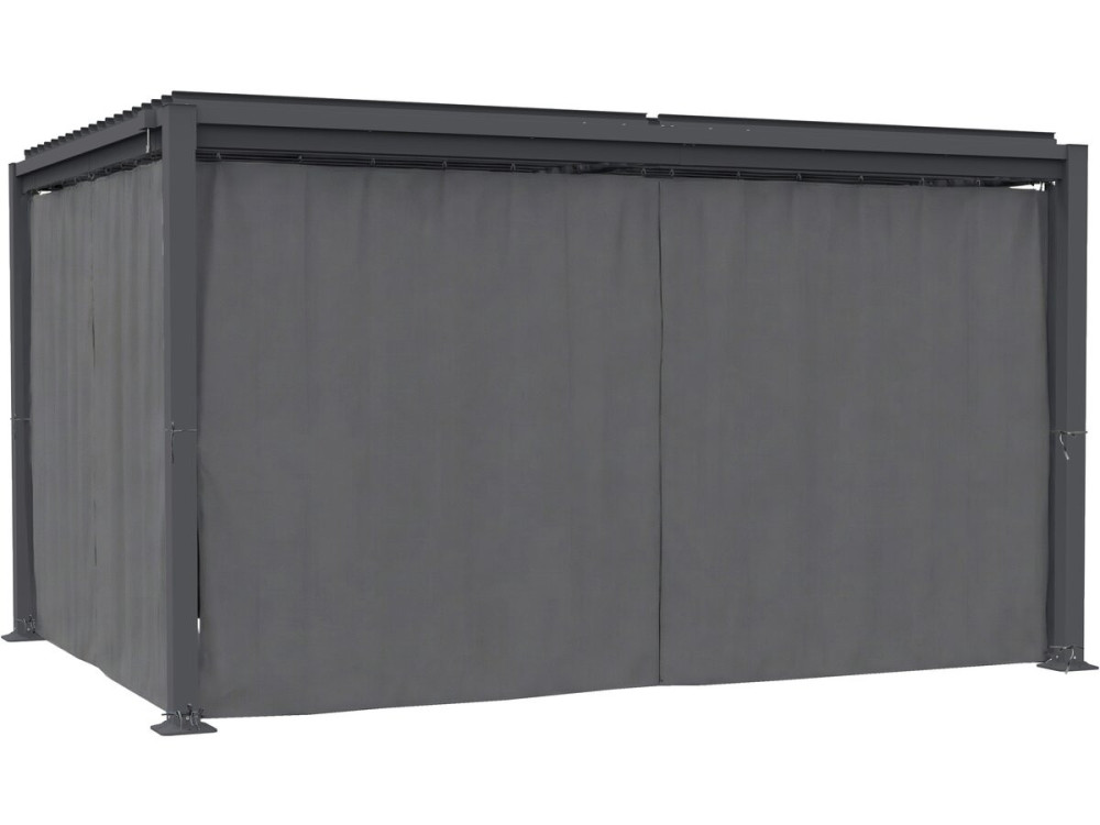 Rideau + moustiquaire pour pergola bioclimatique "Howard" - 3 x 4 m - Gris