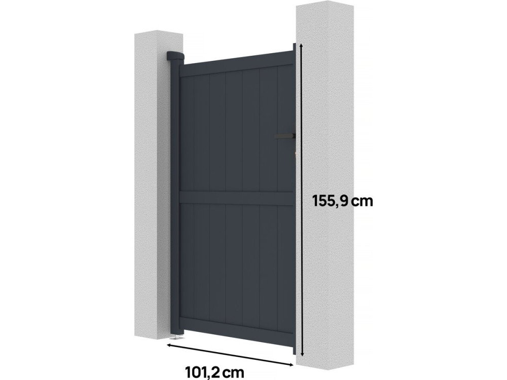 Portillon aluminium "Maurice" - 101.2 x 155.9 cm - Gris