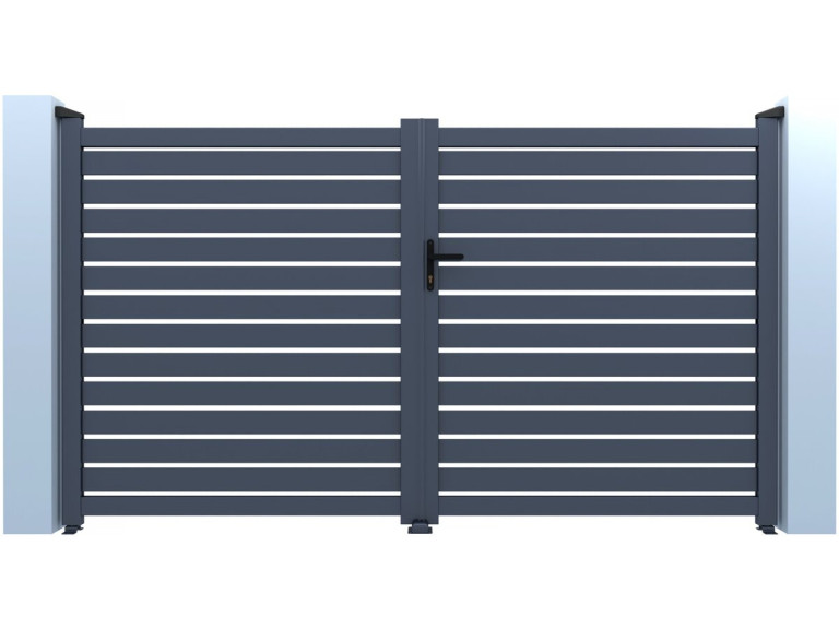 Portail aluminium semi ajouré "Julien" - 300 x 140 cm - Gris