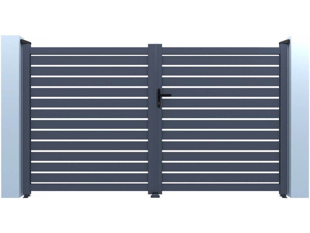 Portail aluminium semi ajouré "Julien" - 300 x 140 cm - Gris
