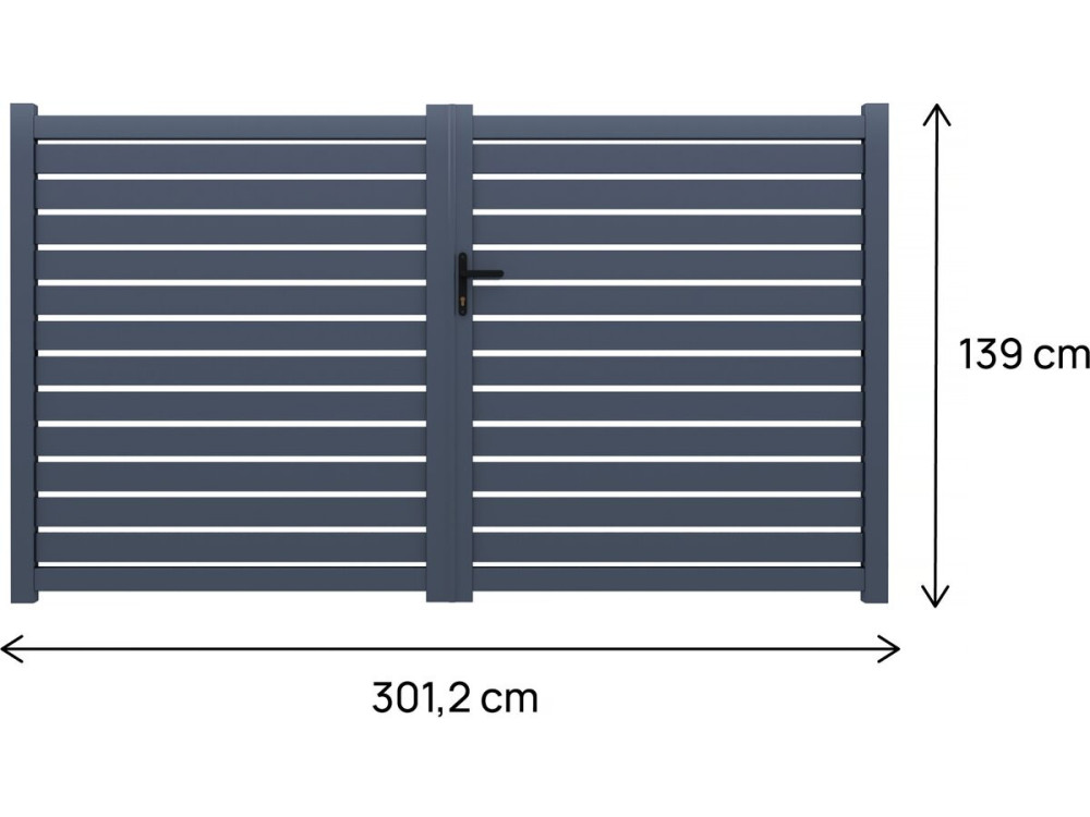Portail aluminium semi ajouré "Julien" - 300 x 140 cm - Gris