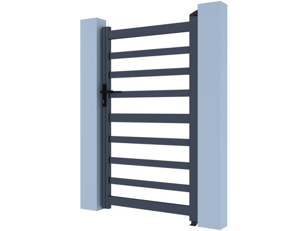 Portillon aluminium ajouré "Marius" - 100 x 180 cm - Gris