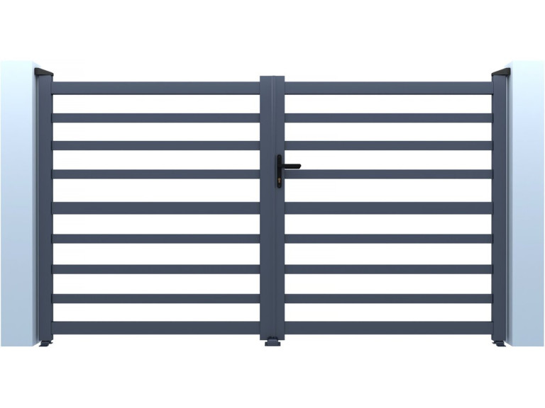 Portail aluminium ajouré "Martin" - 340 x 180 cm - Gris