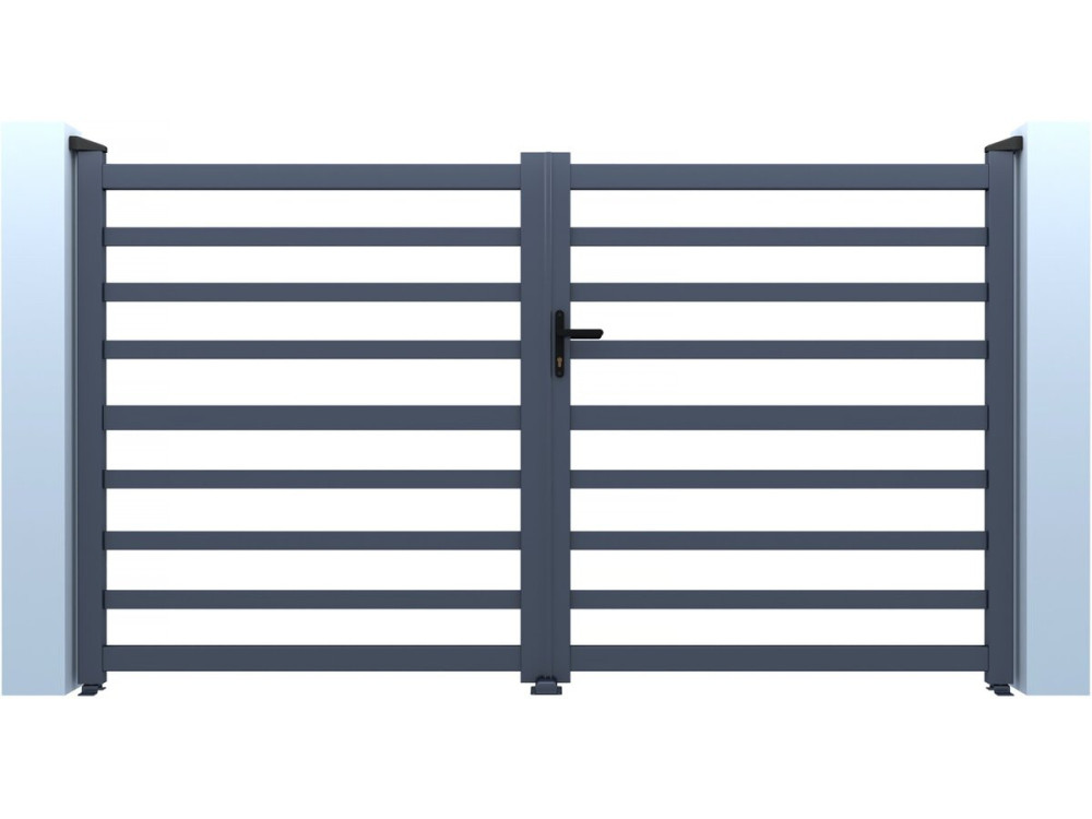 Portail aluminium ajouré "Martin" - 340 x 180 cm - Gris