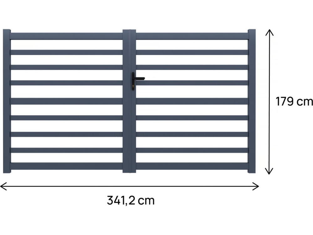 Portail aluminium ajouré "Martin" - 340 x 180 cm - Gris
