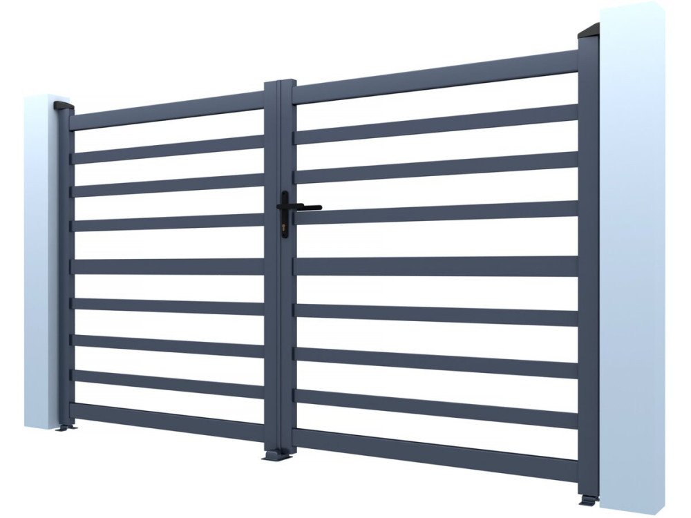 Portail aluminium ajouré "Martin" - 340 x 180 cm - Gris