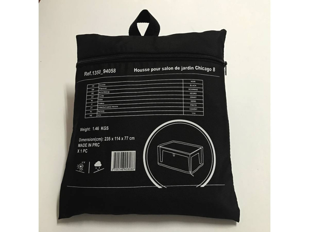 Housse de protection pour salon de jardin - 235 x 114 x 77 cm - Noir