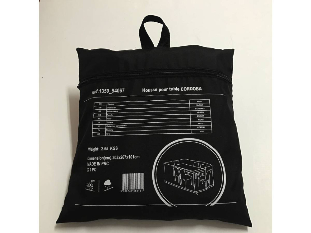 Housse de protection pour salon de jardin repas - 267 x 203 x 101 cm - Noir