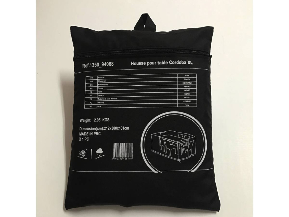 Housse de protection pour salon de jardin repas - 300 x 212 x 101 cm - Noir