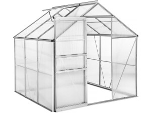 Serre jardin polycarbonate 190 x 190 x 195 cm "Basilic" - 3,61 m² - Gris