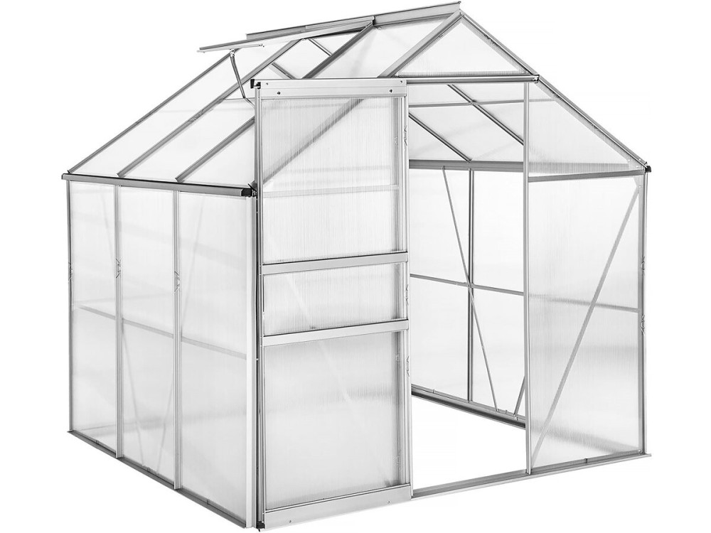 Serre jardin polycarbonate 190 x 190 x 195 cm "Basilic" - 3,61 m² - Gris