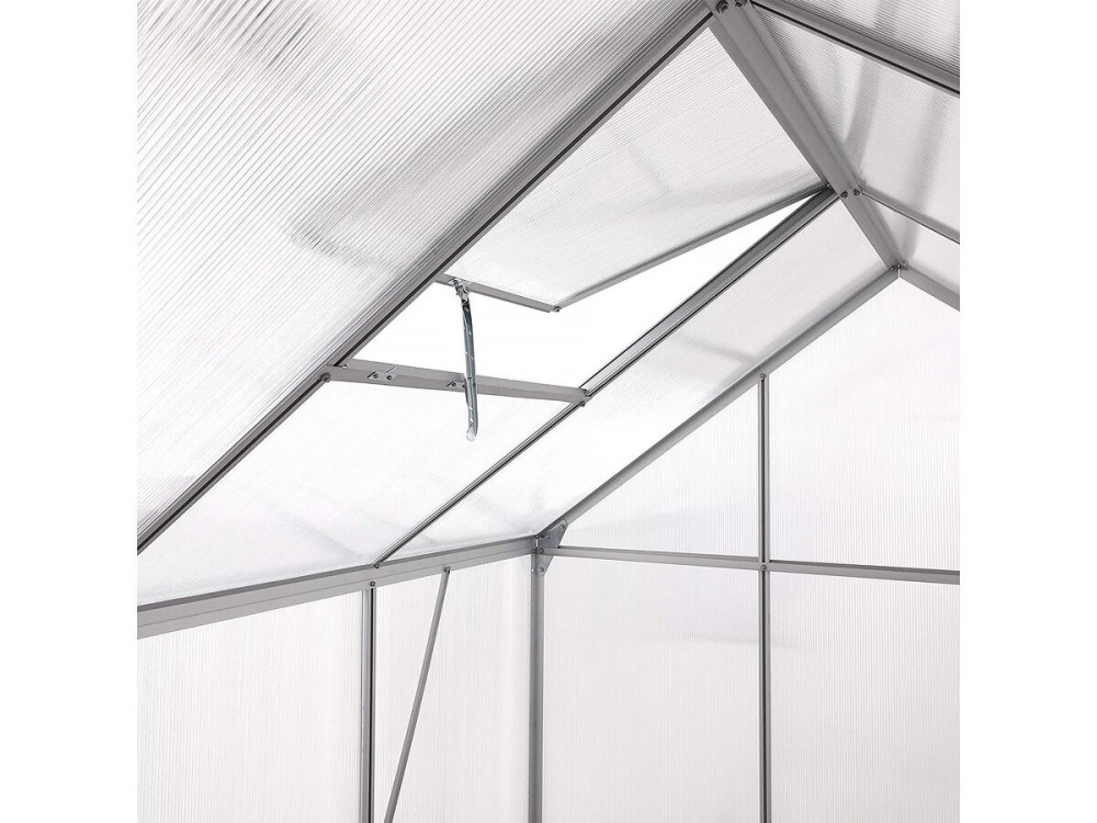 Serre jardin polycarbonate 190 x 190 x 195 cm "Basilic" - 3,61 m² - Gris
