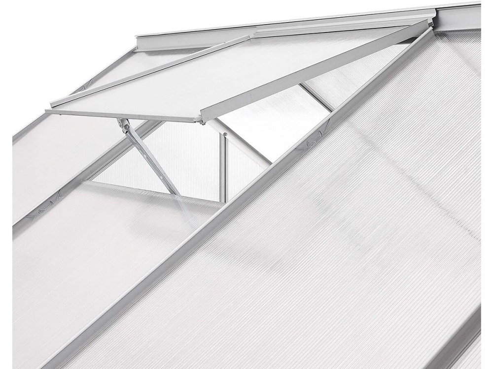 Serre jardin polycarbonate 370 x 190 x 195 cm "Basilic" - 7,03 m² - Gris
