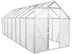 Serre jardin en polycarbonate 430 x 190 x 195 cm "Basilic" - 8,17 m² - Gris