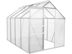 Serre jardin polycarbonate 250 x 190 x 195 cm "Basilic" - 4,75 m² - Gris