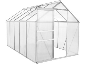 Serre jardin polycarbonate 310 x 190 x 195 cm "Basilic" - 5,89 m² - Gris