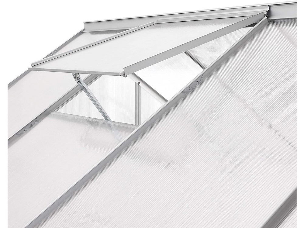 Serre jardin polycarbonate 310 x 190 x 195 cm "Basilic" - 5,89 m² - Gris