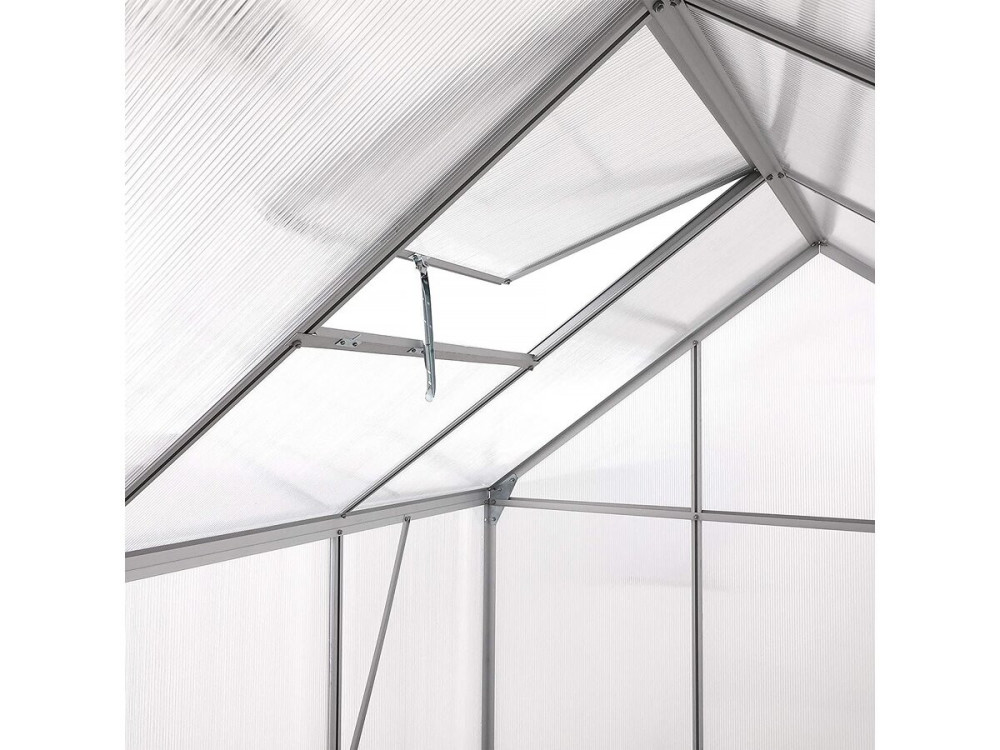 Serre jardin polycarbonate 310 x 190 x 195 cm "Basilic" - 5,89 m² - Gris