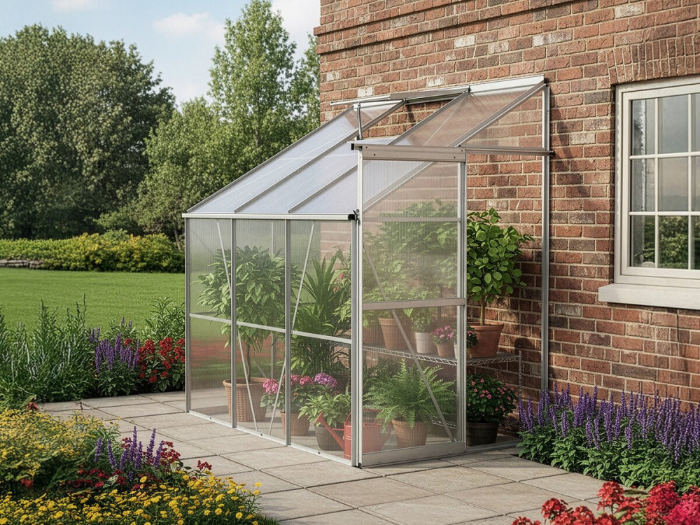 Serre jardin adossée en polycarbonate "Aneth" 190 x 125 x 195 cm - 2,37 m²