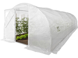 Serre tunelle de jardin avec porte 6 x 3 m "Mimosa" - 18 m² - 180g - Blanc