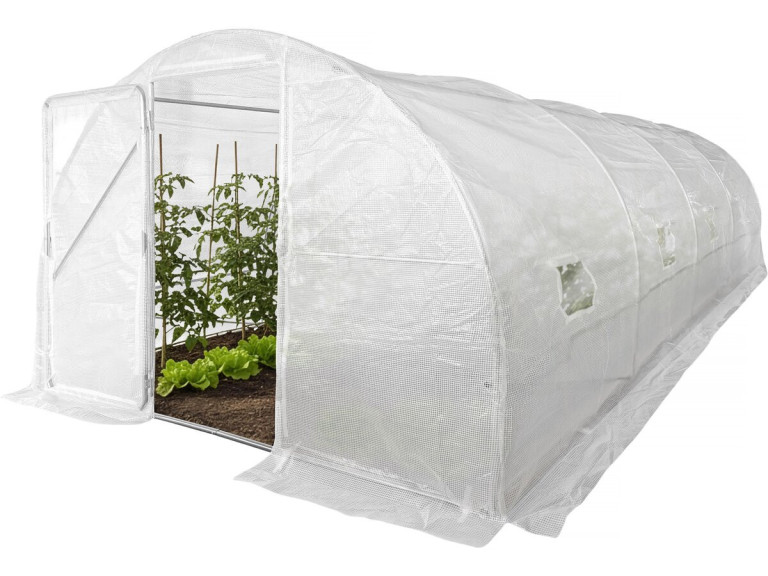 Serre tunelle de jardin avec porte 6 x 3 m "Mimosa" - 18 m² - 180g - Blanc