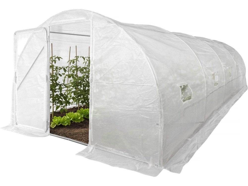 Serre tunelle de jardin avec porte 6 x 3 m "Mimosa" - 18 m² - 180g - Blanc