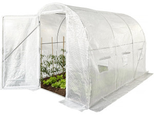 Serre tunelle de jardin avec porte 3 x 2 m "Mimosa" - 6 m² - 180g - Blanc