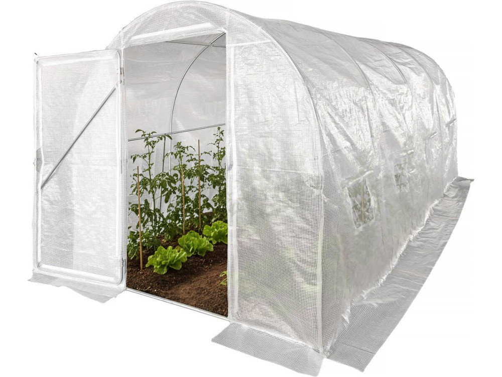 Serre tunelle de jardin avec porte 4,5 x 2 m "Mimosa" - 9 m² - 180g - Blanc