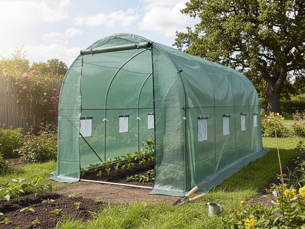 Bâche pour serre tunnel de jardin "Lys" - 9 m² - 130g - Vert