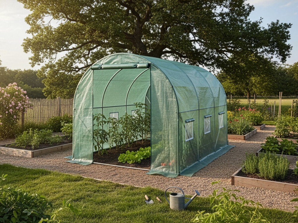Bâche pour serre tunnel de jardin "Lys" - 6 m² - 130g - Vert