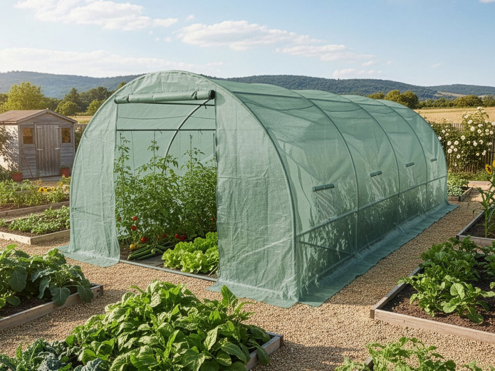 Bâche pour serre tunnel de jardin "Lys" - 18 m² - 130g - Vert