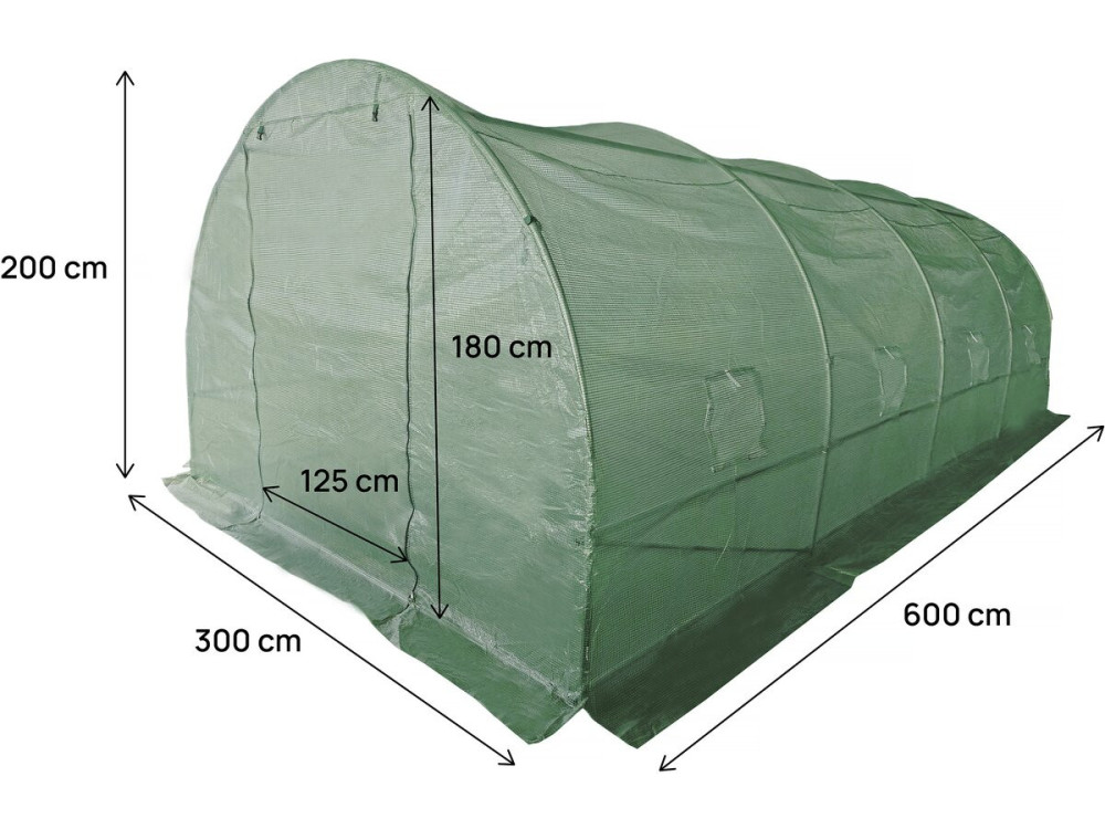 Bâche pour serre tunnel de jardin "Lys" - 18 m² - 130g - Vert