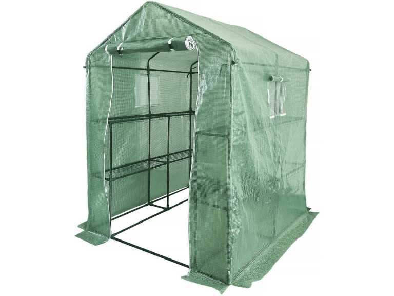 Serre tomates de jardin avec étagères "Lys" - 2.04 m² - 130g - Vert