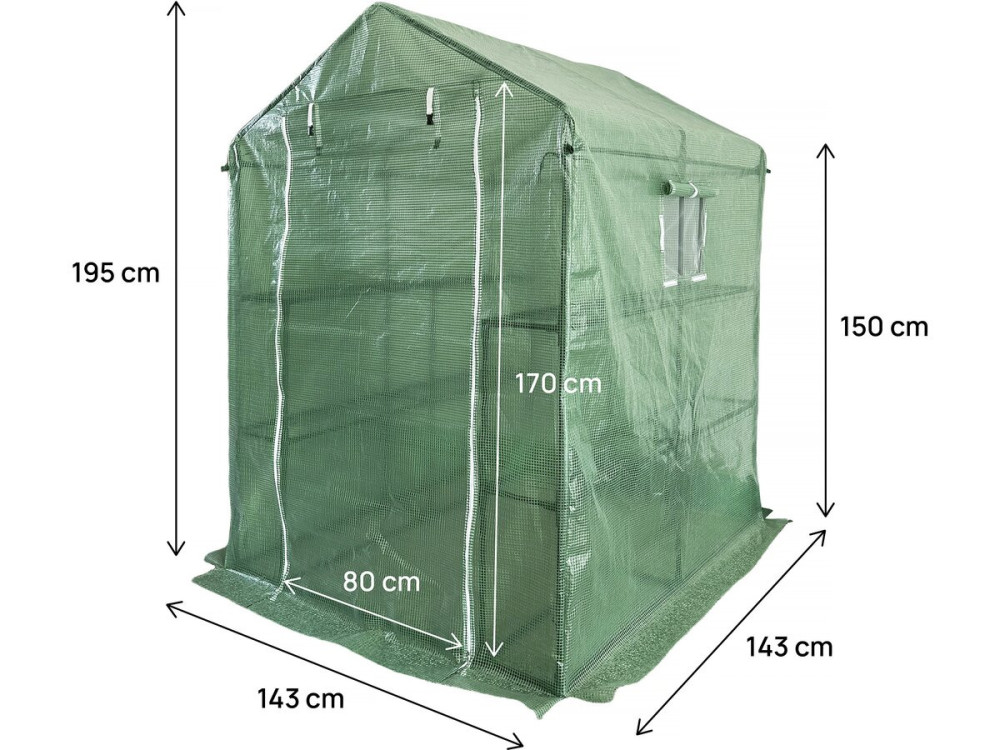 Serre tomates de jardin avec étagères "Lys" - 2.04 m² - 130g - Vert