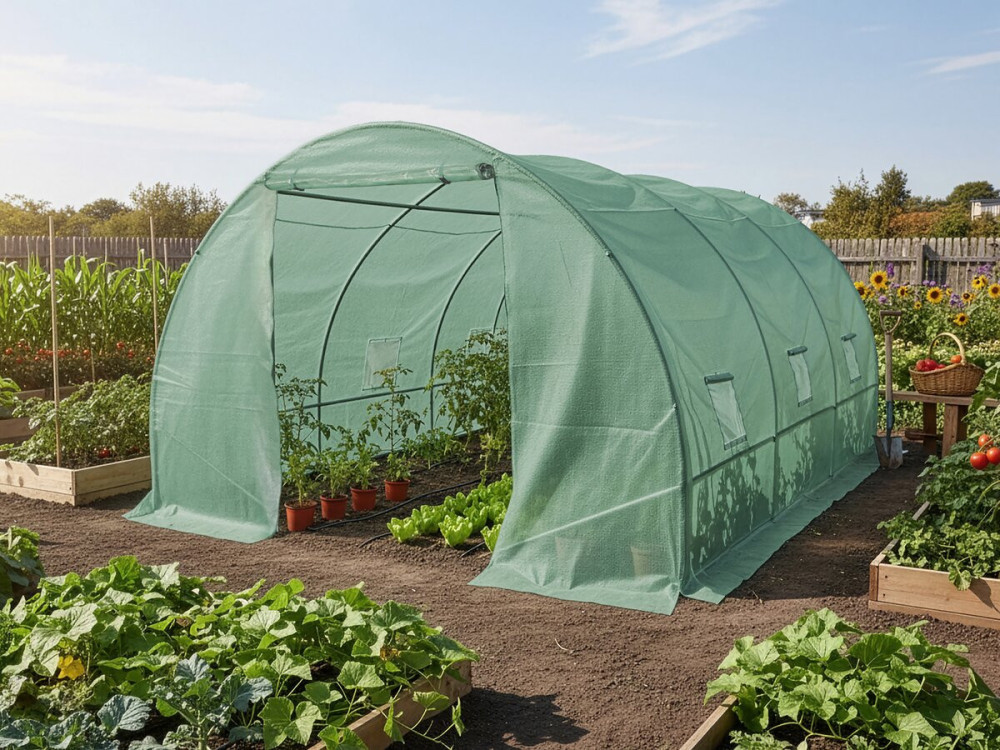 Serre tunelle de jardin 4 x 3 m "Lys" - 12 m² - 140g - Vert