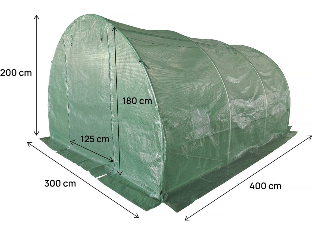 Serre tunelle de jardin 4 x 3 m "Lys" - 12 m² - 140g - Vert