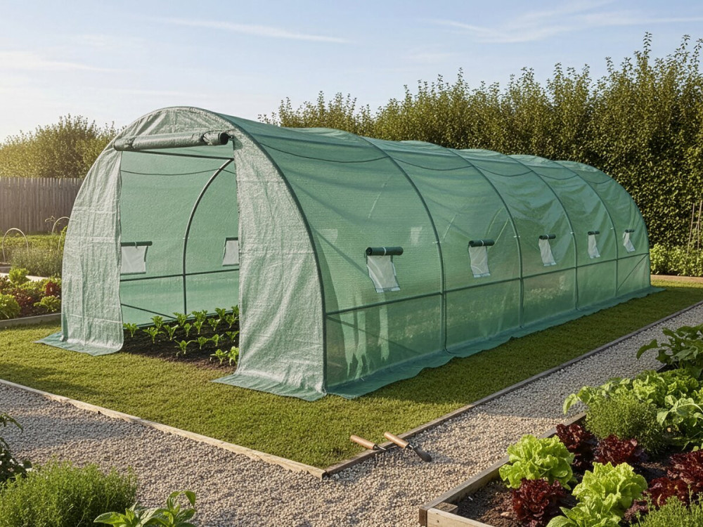 Serre tunelle de jardin 8 x 3 m "Lys" - 24 m² - 140g - Vert