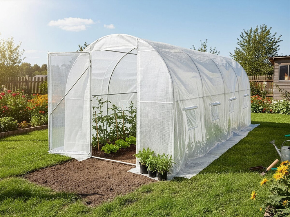 Bâche pour serre tunnel de jardin "Mimosa" - 9 m² - 180g - Blanc