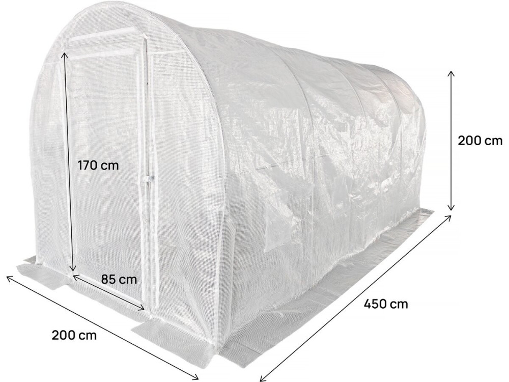 Bâche pour serre tunnel de jardin "Mimosa" - 9 m² - 180g - Blanc