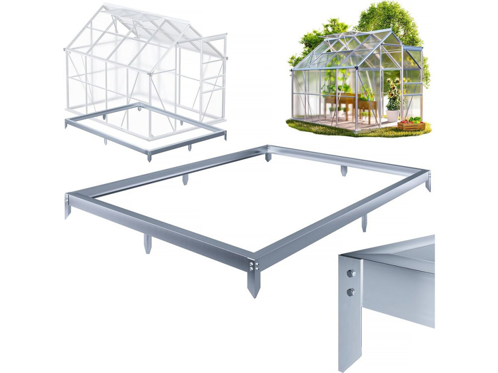 Embase en acier galvanisé pour serre jardin " Basilic " - 5,89 m² - Gris