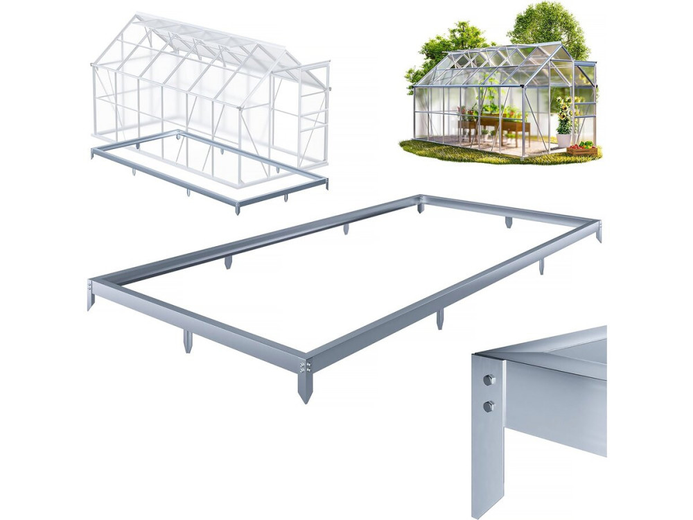 Embase en acier galvanisé pour serre jardin "Basilic" - 7,03 m² - Gris
