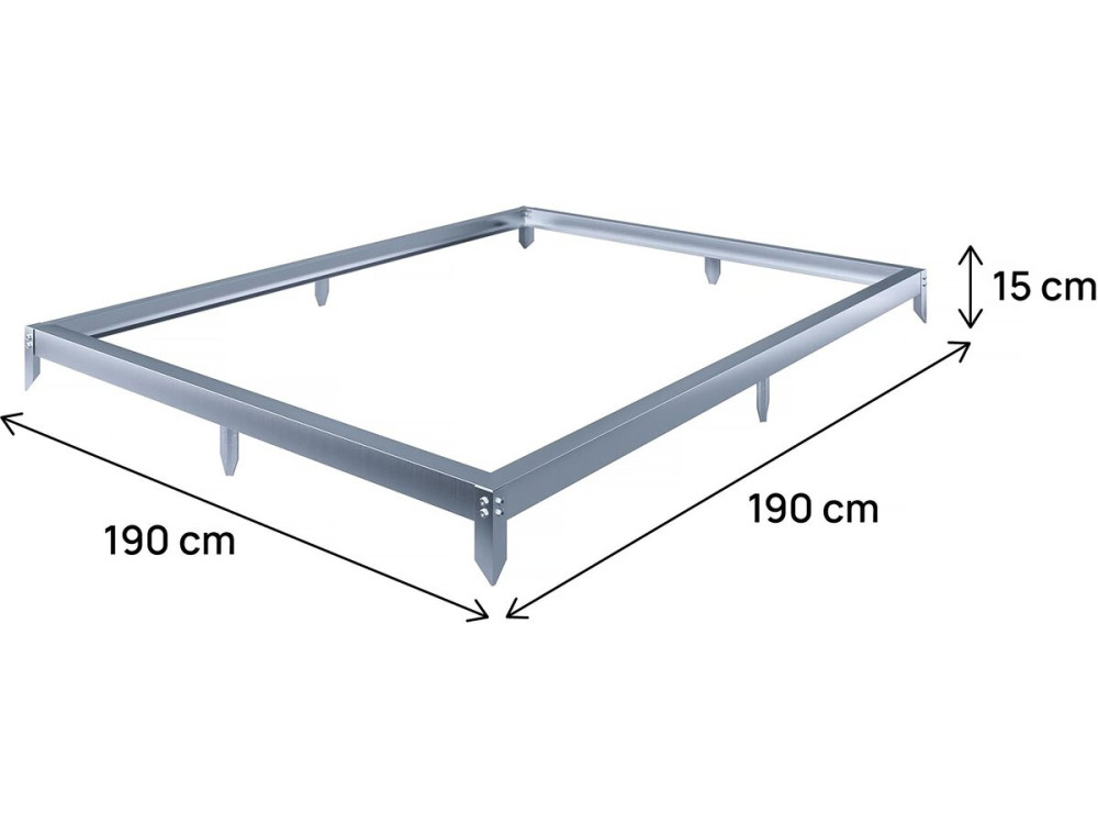 Embase en acier galvanisé pour serre jardin "Basilic" - 3,61 m² - Gris