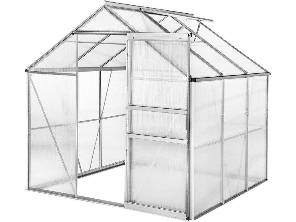 Embase en acier galvanisé pour serre jardin "Basilic" - 3,61 m² - Gris