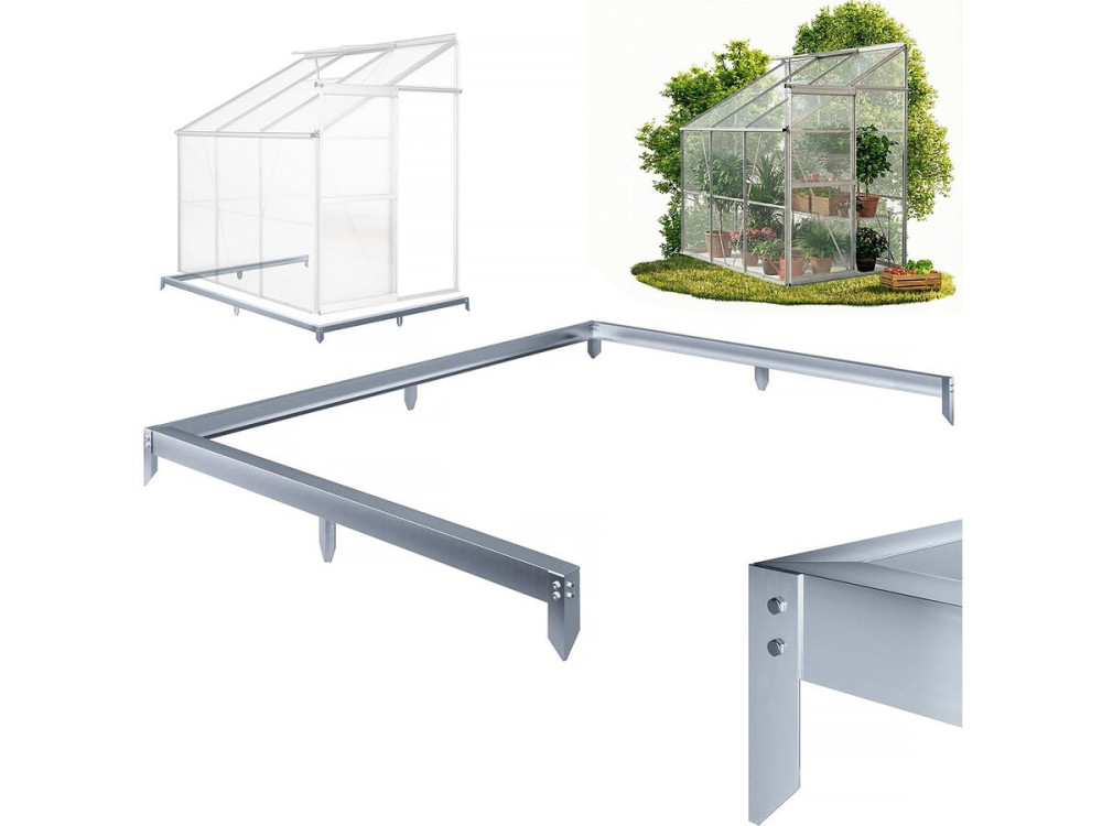 Embase en acier galvanisé pour serre jardin "Basilic" - 2,37 m² - Gris