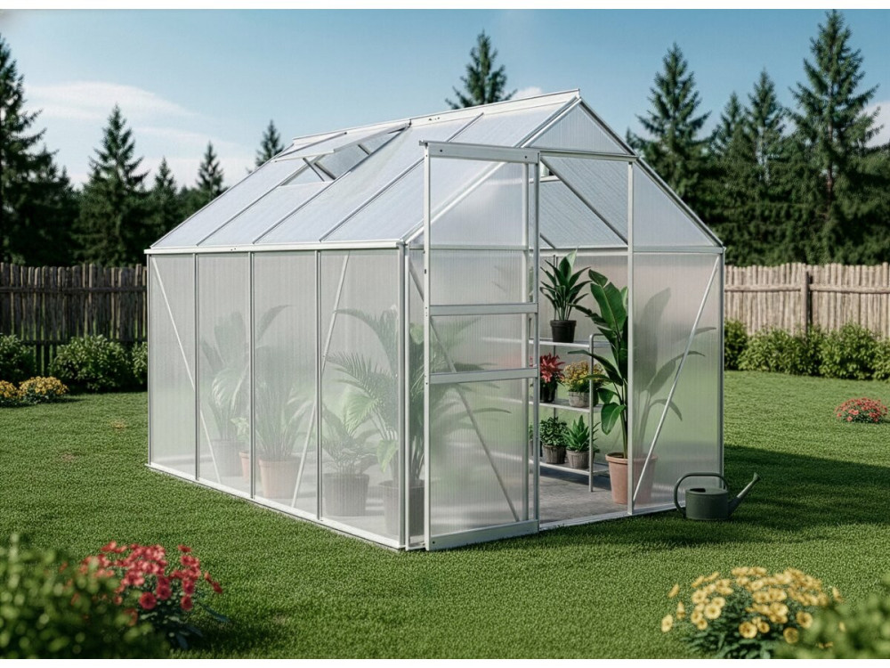 Embase en acier galvanisé pour serre jardin "Basilic" - 4,75 m² - Gris