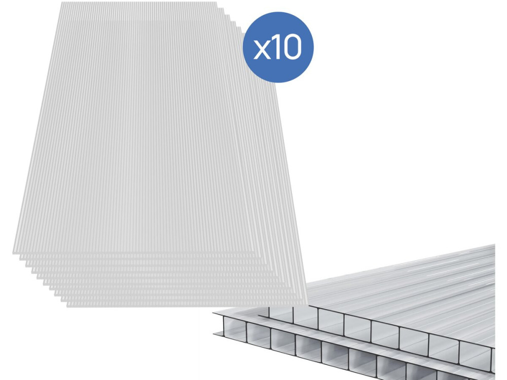 Lot de 10 panneaux en polycarbonate 4 mm "Michigan" 7,9 m2