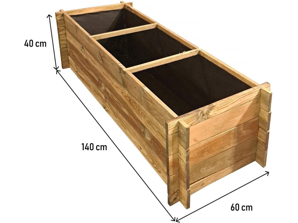 Carré potager en bois "Dhalia" - 140 x 60 x 41 cm