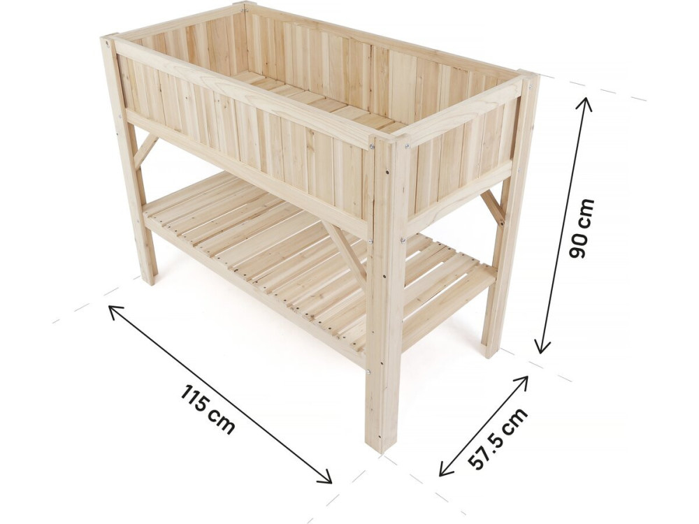 Carré potager en bois sur pieds "Magnolia" - 115 x 57 x 90 cm - Beige